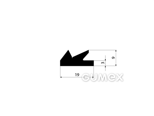 Pryžový profil tvarový, 9x19mm, 70°ShA, EPDM, -40°C/+100°C, černý